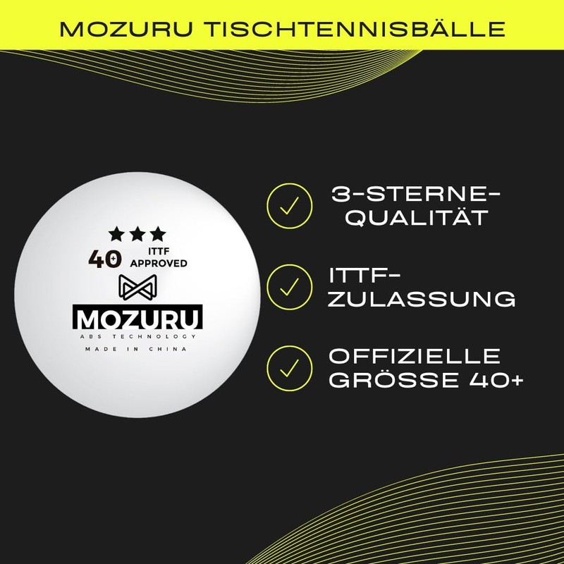 MOZURU - Pack of 6 Professional Table Tennis Balls -