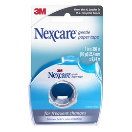 Nexcare Gentle Paper Tape Dispenser, Medical Paper Tape, Secures Dressings and Lifts Away Gently - 1 in x 10 Yds, 1 Dispenser