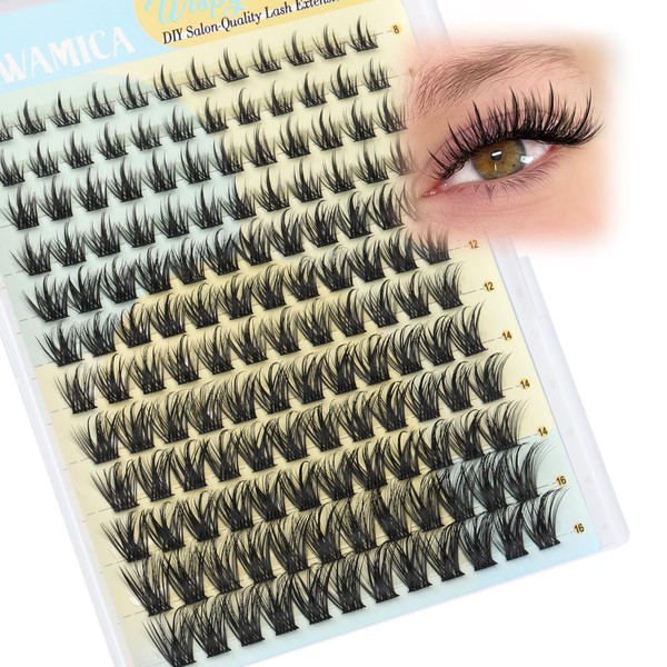 Yawamica Lash Clusters Wispy Eyelash Extensions 8-16mm Natural Volume Eyelash