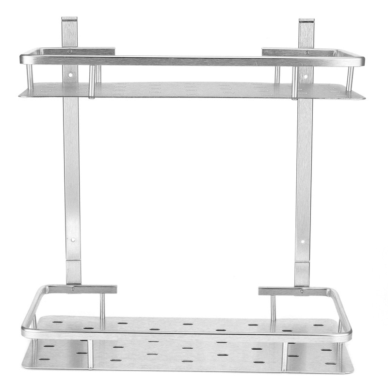 Space Aluminum Bathroom Shelf RustProof Shower Rack Kitchen Storage Basket