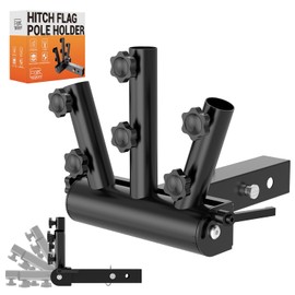 DZGKGM Hitch Flag Pole Holder, 90°Adjustable & Quick Detach, Triple Truck Flag Pole Mount for Jeep, Truck, Trailer, RV, Camper- Fit Standard 2" Hitch Receiver, Heavy Duty, Powder-Coated Finish