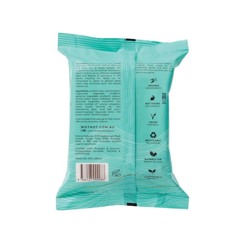 Wotnot Natural Organic Sensitive Facial Wipes, 25 count