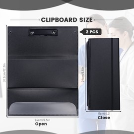 Portable Foldable Nursing Clipboard, Folding Metal Clipboard Pocket Size Medical Student, Whitecoat Clipboard Nurse Edition Trifold, Occupational Therapy Clipboard for Doctors (Black)