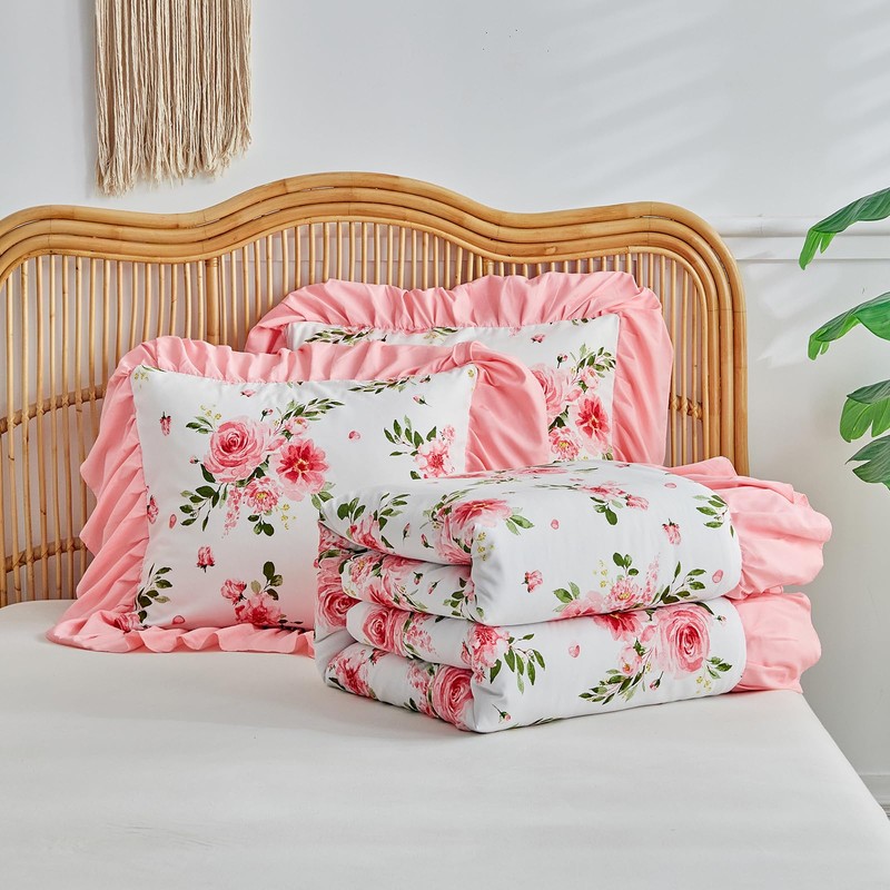 Flower Comforter Set Twin Size 68 * 86in - White