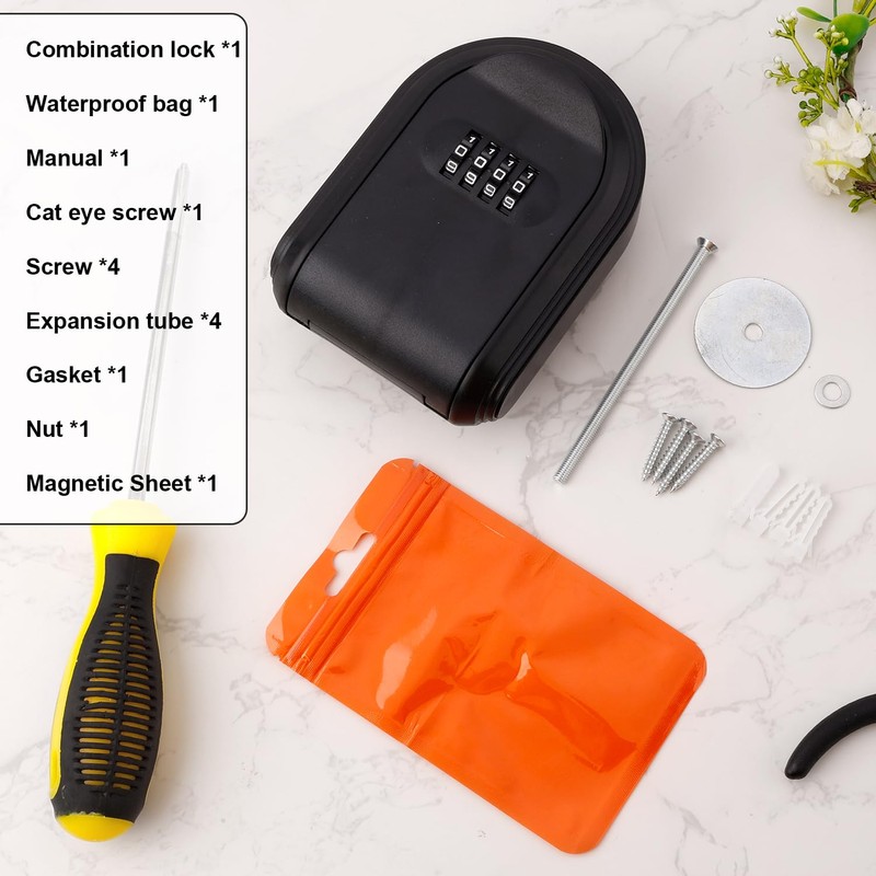 Magnetic Key Box with Combination Lock, Magnetic Key Holder Under