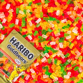 HARIBO Gummi Candy, Original Goldbears Gummy Bears, 8 Ounce Share Size Bags (Pack of 10) Delicious Soft & Chewy Sweet Snacks, Assorted Fruity Flavors