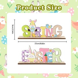 Easter Table Decorations, 2 Pcs Wooden Easter Table Decor, Easter Bunny Decoration, Bunnies Carrot Spring Decor Ornaments Set for Home, Office, Shop