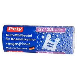 pely Duft-Müllbeutel "Morgenfrische" für Kosmetikeimer, mit Tragegriff, 5 Liter, 34 x 35 cm, 23 Stück