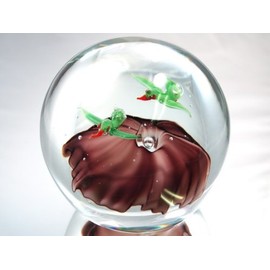 Tripact Inc M Design Art Handcraft Glass Dark Blue Flower Ball Handmade Paperweight