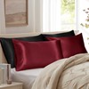 OTOSTAR Set of 2 Standard Size Satin Pillowcases, Burgundy Pillowcase