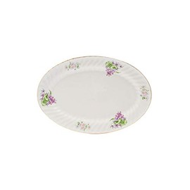 Lynns Paradise Marguerite 14-Inch Oval Platter, Set of 2, Purple; Heavy Duty; Chip Resistant; Lead and Cadmium Free; Freezer to Oven Safe up to 500°F
