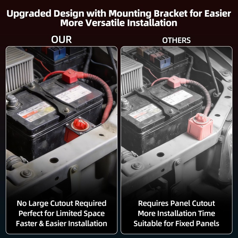 Battery Disconnect Switch with Mounting Bracket, 12-48V Heavy Duty Battery