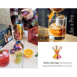 Voila Artisan 11 Pcs Premium Cocktail Shaker Set Bartender Kit, Rainbow