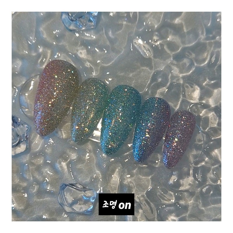  Reflective rainbow Handmade nail tip - Stiletto / 반사