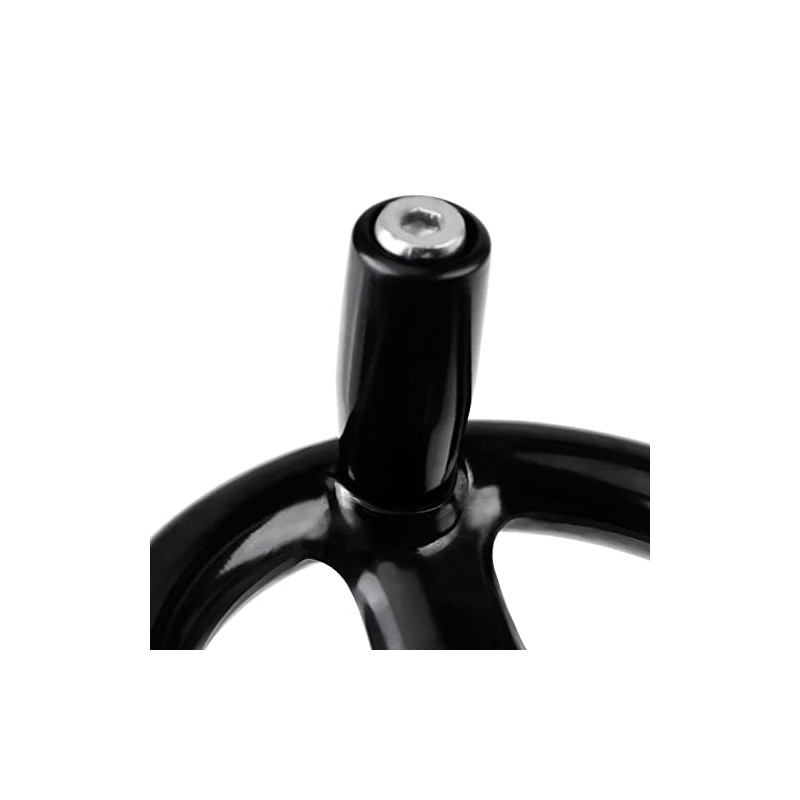Black Round 3 Spoke Hand Wheel with Rotary Handle for