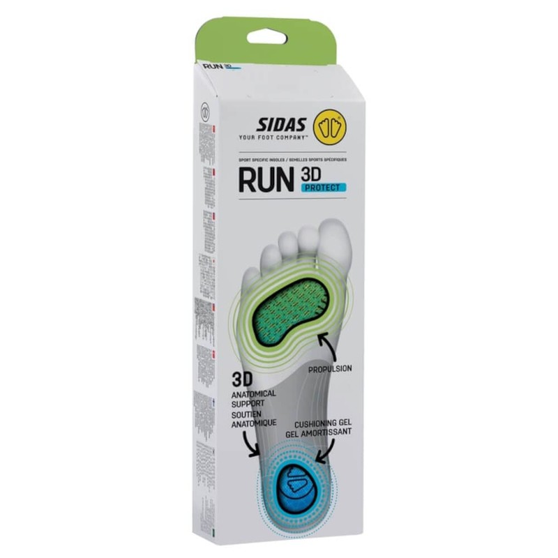 Sidas Unisex 3D Run Protect Insoles, Green/Blue, M: 39-41 EU