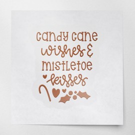 Decal Stickers of Candy Cane Wishes and Mistletoe Kisses (Nut Brown) (Set of 2) Premium Waterproof Decal Stickers for Laptop Phone Accessory Helmet Car Window Mug Tuber - BICVER1c25691NB0124