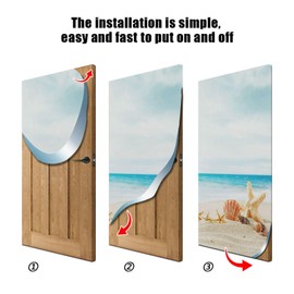 Wajiw - Funda para puerta de playa de verano, lavable, de tela elástica alta, para decoración del hogar, fiesta festiva, 36 x 83 pulgadas