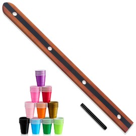 Ziliny 4 Person shot ski Board 57'' x 3.9'' Vintage Wooden Board with 50 Plastic Shot Glasses and 1 Marker Pen Rustic Retro Ski for Gathering Birthday Party Wedding(Natural Color)