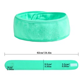 Facial Spa Headbands 4pcs, Makeup Shower Bath Wrap Sport Headband Terry Cloth Stretch Towel with Magic Tape (Blue, Mint Green, Purple, Rose)