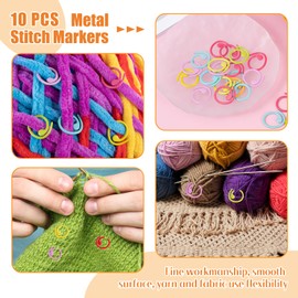 4PCS Dragon Crochet Tension Rings and 10PCS Metal Spiral Stitch Markers for Knitting with Storage Box for Knitting Adjustable Dragon Yarn Ring for DIY Crocheting and Sewing Crafts