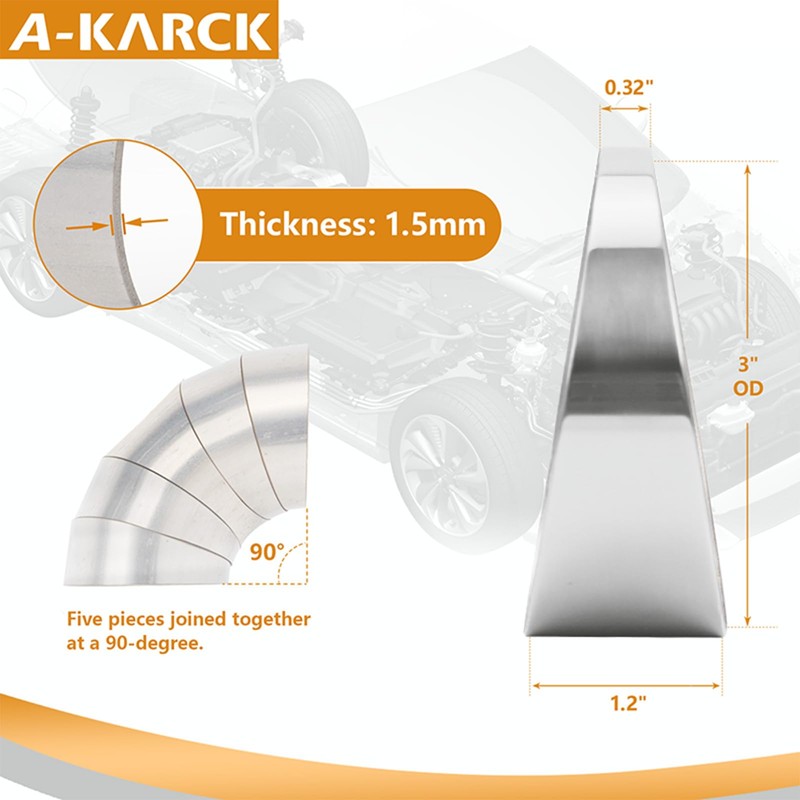 A-KARCK 304 Stainless Steel Pie Cuts, 3'' Exhaust Pipe with