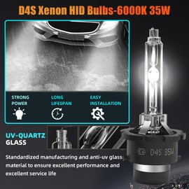 D4S Xenon HID Headlight Bulbs 6000K Cool White 35W Compatible with 2011-2018 Toyota Avalon, D4S C1 Replacement Headlamps Projector Lights, Pack of 2