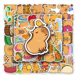 AUCEKO Capybara Sticker Set, Waterproof Vinyl Sticker for Laptop, Children, Cars, Motorcycle, Bicycle, Skateboard, Luggage, Suitcase, Computer, Graffiti Decal, Pack of 50