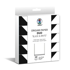 Ursus 22905599F Origami Paper Duo "Black & White", 100 Sheets 80 g/m², Size 15 x 15 cm, Coloured Folding Paper on Both Sides in Black and White, Includes Folding Instructions