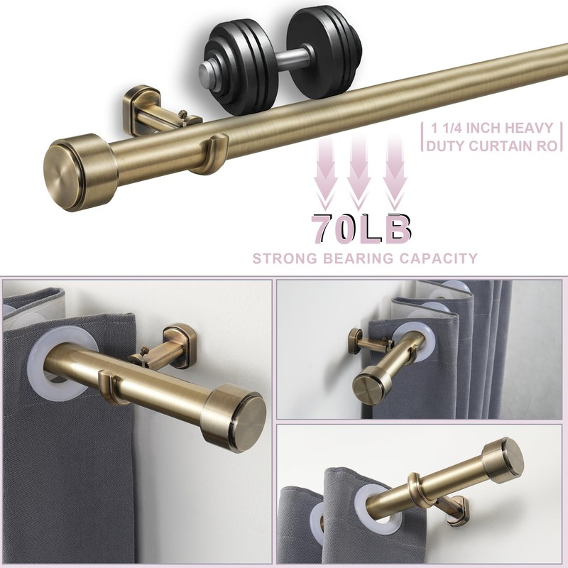 Lwiiom Heavy Duty Curtain Rods,1 1/4" Large Diameter Premium Nonadjustable