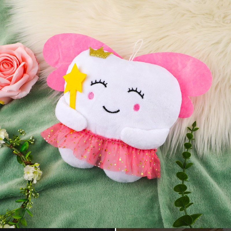XIHIRCD Tooth Cute Fairy Pillow with Wings & Pocket, Embroidered