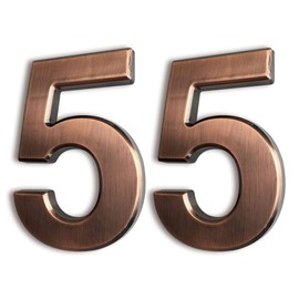 2 Pcs 4 Inch House Numbers 5, Self-Stick Bronze Address Number Stickers for (Mailbox Post, Apartment Door, Outside, Yard) Double 5, Metal Shining, by Sureyear. (4 Inch - NO.5, Bronze)
