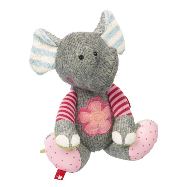 Sigikid Girls and Boys Rabbit Patchwork Sweety Cuddly Toy, elephant