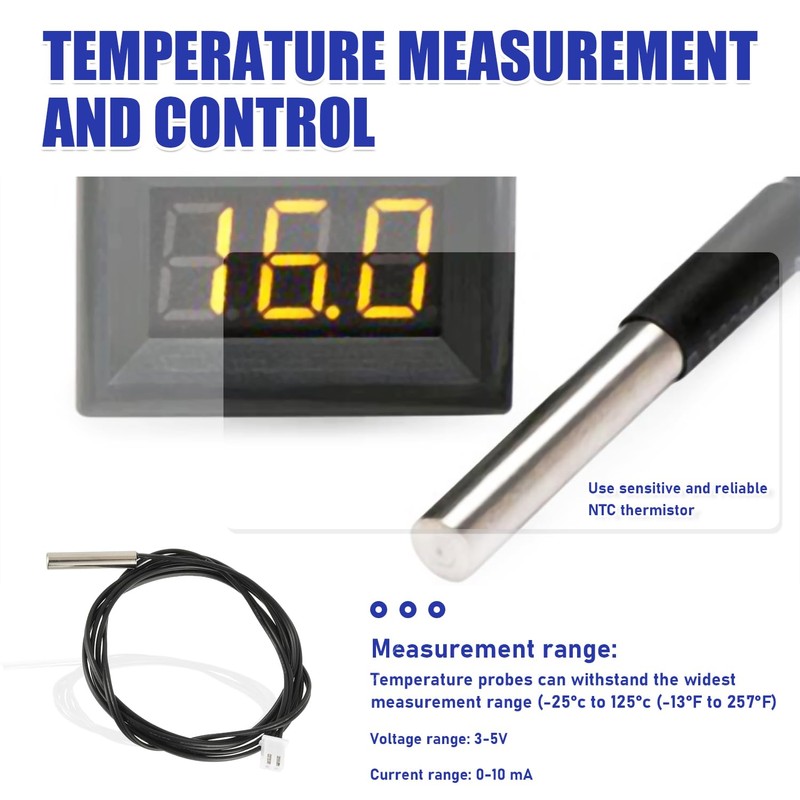 BOJACK 10K Temperature Sensor Probe, 1m Stainless Steel 3950 Temp