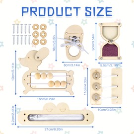 Mineup Montessori Busy Board Accessories, Pack of 5 DIY Activity Board Accessories for Toddlers, Wooden Montessori Activity Board for 1-6 Years, Girls, Boys