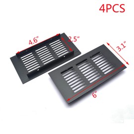 T Tulead Aluminum Alloy Rectangular Vent Air Vent Cabinet Matte Black Vent Grill (6"x3.1"x0.6",4PCS) for Cabinet,Wardrobe,Shoe Cabinet