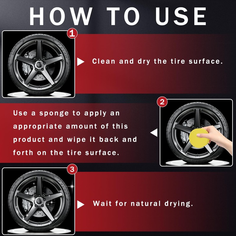 2Bottles Tire Coating & Trim Restorer with Sponge,Tire Coating Paste,