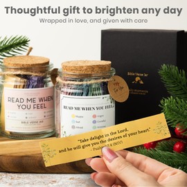 Daily Moments Bible Verse Jar, Bible Jar Verses, Read Me When Bible Verses Jar - Christian Gifts for Women, Christmas Gifts for Mom Gifts, Bible Study Supplies, 90 Color Coded Bible Verses in a Jar