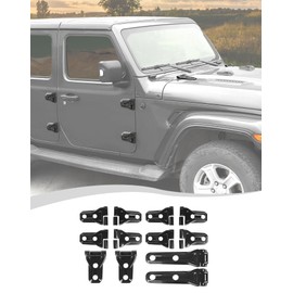 Hoolcar Door Hinge Engine Hood Hinge Spare Tire Bracket Hinge Cover Trim Exterior Accessories Kit Compatible with Jeep Wrangler JLU 2018-2025, 4 Doors, Carbon Fiber, 12PCs
