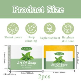 2 Stück Naturseife,Duftseife,Tiefenreinigung Fest Zitronen-Badeseife Natürlich und Organisch Zitrone Feste Seife für Alle Hauttypen geeignet(Zitronen-Minz-Badeseife*100g+Zitronen-Honig-Seife*100g)