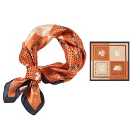 FAIRYGATE Silk Scarf for Women UK Hair Scarfs Square Bandana Lightweight Satin Ladies Scarves for Head Neck Orange Neckerchief 21" Fashion Gifts 31017