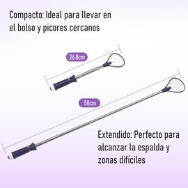 Manita Rascadora Espalda de Doble Cara Rascarse con Bola de Rodillo de Masaje Retráctil Rascarse Filete Rascador de Espalda Portátil Punto de Masaje Palo (Púrpura)