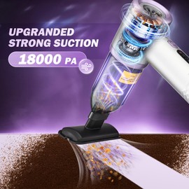 SakerPlus Mini Vacuum Cleaner, 3 in 1 Cordless Handheld Vacuum Cleaners, 18000Pa High Power Car Vacuum Cleaner with Brushless Motor,Adjustable Car Vaccum Portable for Cars,Desktop (Sliver and Purple)