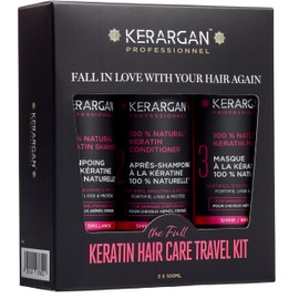 Kerargan - Ultra Reparatur Reiseset mit Keratin Shampoo, Spülung & Maske - Nährt, Glättet, Stärkt & Schützt auch unterwegs - Ohne Sulfate, Silikone, GVO - 3x100 ml