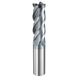 HARFINGTON Carbide Square Nose End Mill Bit 1/2" Cut Dia 4 Flutes TiAlN Coated Milling Cutter for Hardened Steel Metal (1/2" Shank 1-1/2" Cut Length 3" Long 30 Degree Helix HRC53-55)