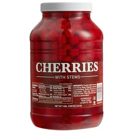 Maraschino Cherries with Stems 1 Gallon Jar - 4/Case