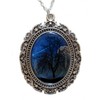Silver Shooting Star Cameo Pendant: Bright Blue