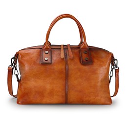 Handbag for Women Genuine Leather Large Capacity Top Handle Tote Purses Vintage Satchels Handbag (Brown)