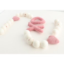 Mini Felt Factory | Christmas Felt Garland ~7 Ft 100% Wool Pom 2.5 cm Balls Ornament Boho Pink Holiday Bright Decor Mantel Hanging Seasonal Banner Craft Wall Party (Pink Valentine)