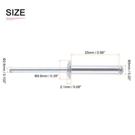 DTGN 5mm x 25mm (DxL) 60pcs Blind Rivets Mechanical Connection Aluminum Dome Opening Rivets Open Rivets